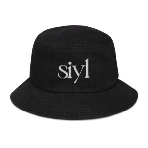SIYL White Logo Denim Bucket Hat