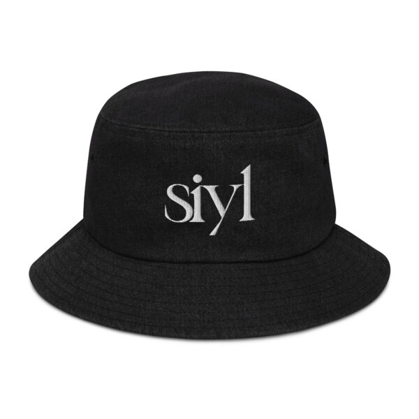SIYL White Logo Denim Bucket Hat