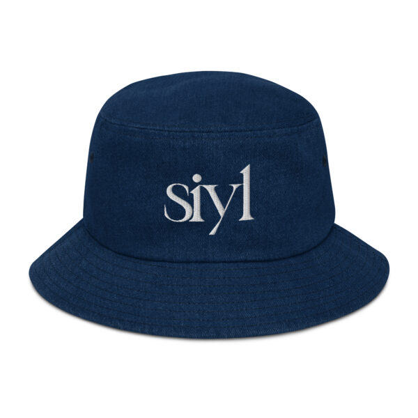 SIYL White Logo Denim Bucket Hat - Image 2
