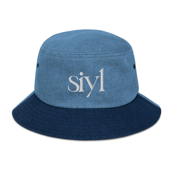 SIYL White Logo Denim Bucket Hat - Image 3