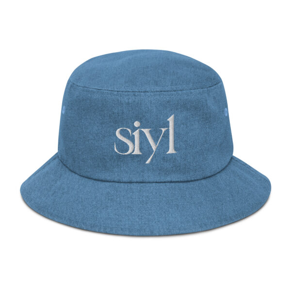 SIYL White Logo Denim Bucket Hat - Image 4