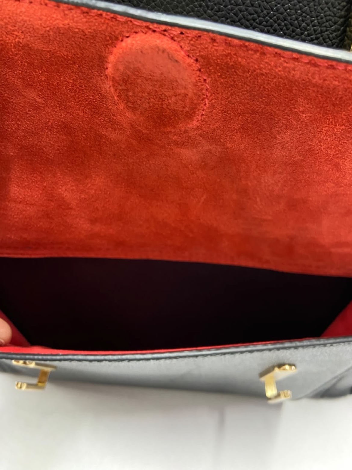 SIYL The Greatness Backpack — red suede lining interior view